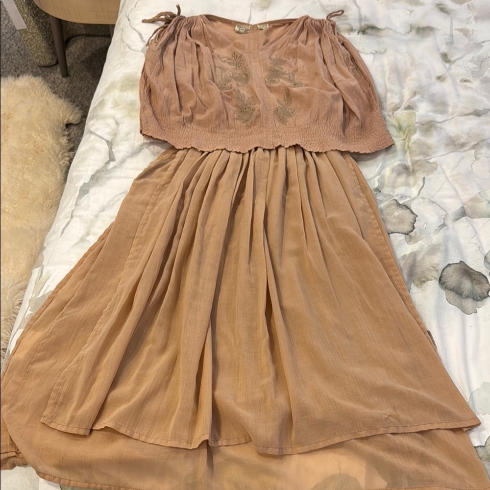 Vintage 70’s Regina Porter Bohemian Tan Midi Dress